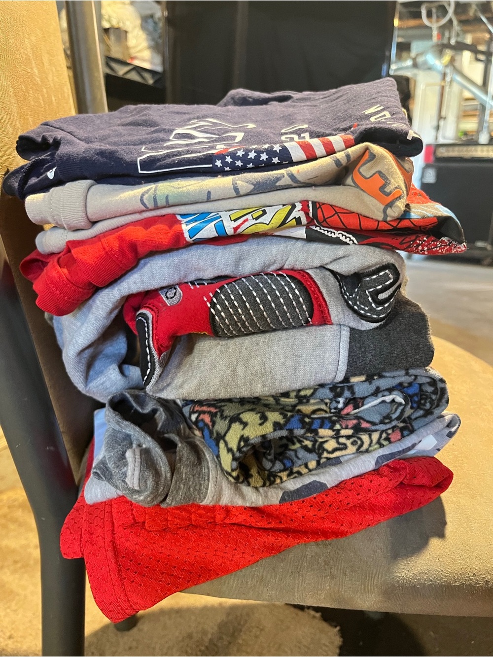 Cat & Jack Boys Shirts Stack in Navy, Red & Gray Tones